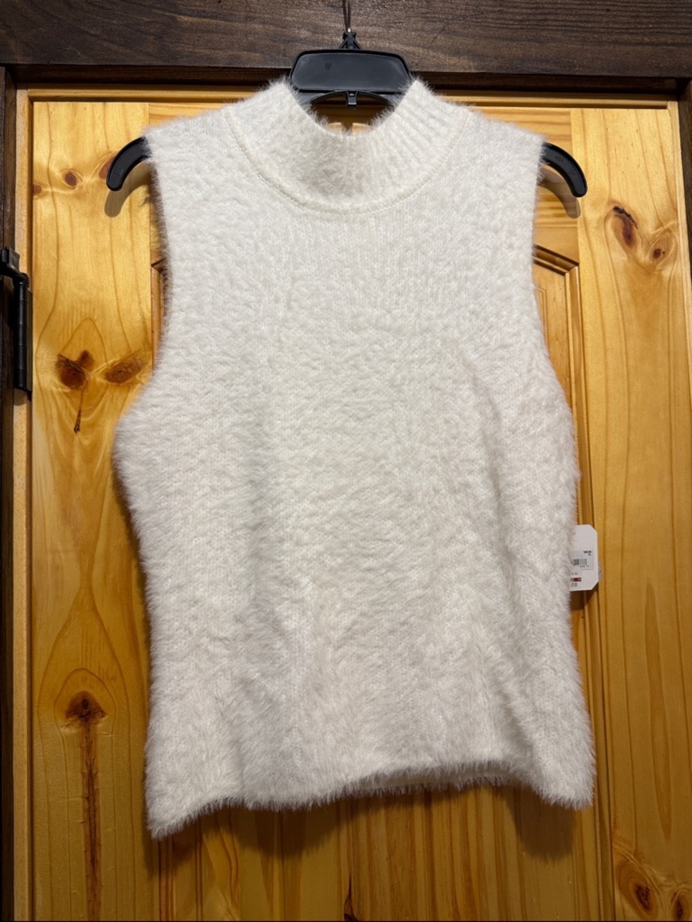 Altar'd State white Fuzzy Sleeveless Mock Neck vest XL